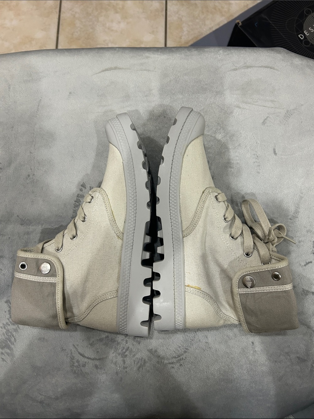 Palladium Canvas High-Top Boots in Light Beige - Picture 6 of 8
